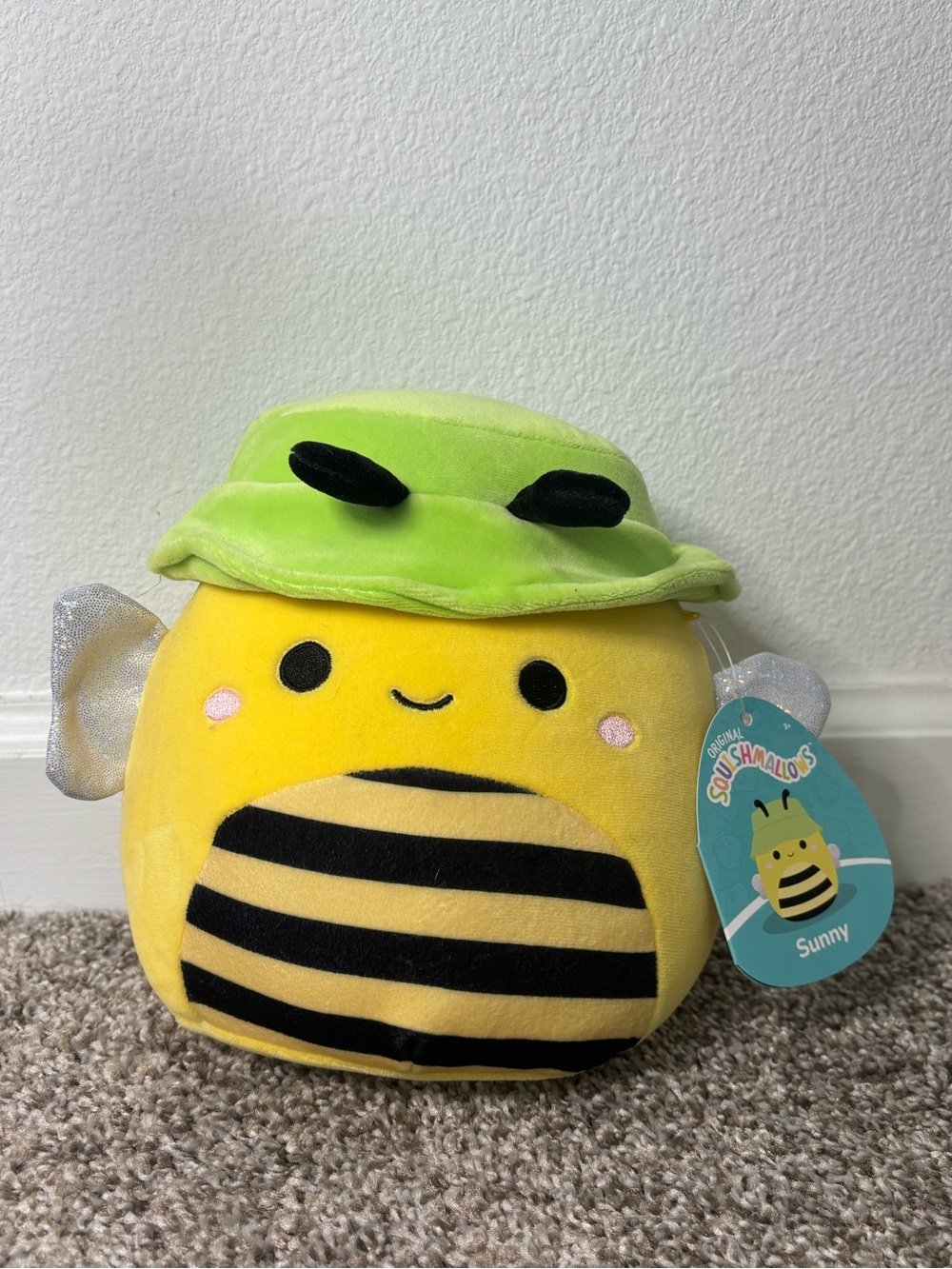 Squishmallows Sunny Bee Plush with Lime Green Hat